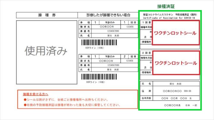 接種済証の写真